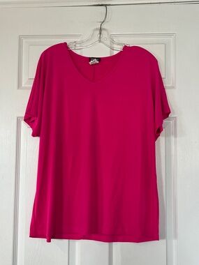 Soft V-Neck Women's Top - Hot Pink